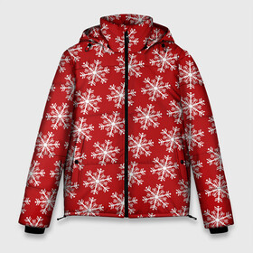 Мужская зимняя куртка 3D с принтом Новогодний снег в Белгороде, верх — 100% полиэстер; подкладка — 100% полиэстер; утеплитель — 100% полиэстер | длина ниже бедра, свободный силуэт Оверсайз. Есть воротник-стойка, отстегивающийся капюшон и ветрозащитная планка. 

Боковые карманы с листочкой на кнопках и внутренний карман на молнии. | christmas | happy new year | holiday | new year | snow | snowflake | новый год | орнамент | праздник | рождество | снег | снежинки | узор