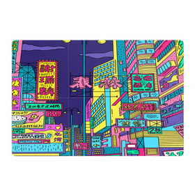 Магнитный плакат 3Х2 с принтом Токио в Белгороде, Полимерный материал с магнитным слоем | 6 деталей размером 9*9 см | азия | буквы | вывески | иероглифы | кислота | мегаполис | неон | неонуар | флуо | япония | яркий