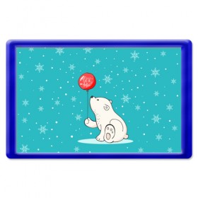 Магнит 45*70 с принтом Мишка и шарик в Белгороде, Пластик | Размер: 78*52 мм; Размер печати: 70*45 | Тематика изображения на принте: зима | медведь | новый год | подарок | рождество
