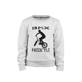 Детский свитшот хлопок с принтом BMX FreeStyle в Белгороде, 100% хлопок | круглый вырез горловины, эластичные манжеты, пояс и воротник | bmx | freestyle | велик | велосипед | трюки | экстрим