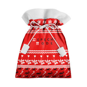 Подарочный 3D мешок с принтом Праздничный Depeche Mode в Белгороде, 100% полиэстер | Размер: 29*39 см | depeche mode | вестник моды | депеш мод | дэйв гаан | мартин гор | новогодний | новый год | праздник | рождество | роза | снежинки | энди флетчер
