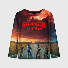 Детский лонгслив 3D с принтом Stranger Things в Белгороде, 100% полиэстер | длинные рукава, круглый вырез горловины, полуприлегающий силуэт
 | stranger things | очень странные дела