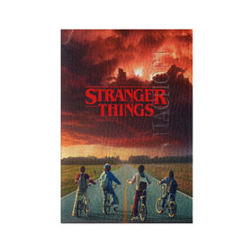 Обложка для паспорта матовая кожа с принтом Stranger Things в Белгороде, натуральная матовая кожа | размер 19,3 х 13,7 см; прозрачные пластиковые крепления | stranger things | очень странные дела