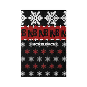 Обложка для паспорта матовая кожа с принтом Праздничный Nickelback в Белгороде, натуральная матовая кожа | размер 19,3 х 13,7 см; прозрачные пластиковые крепления | nickelback | дэниел адэр | майк крюгер | никелбек | никл бек | новогодний | новый год | райан пик | рождество | чед крюгер