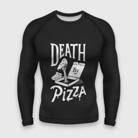 Мужской рашгард 3D с принтом Death By Pizza в Белгороде,  |  | Тематика изображения на принте: рука | скелет | умереть от пицы