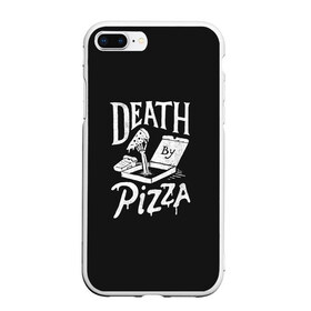 Чехол для iPhone 7Plus/8 Plus матовый с принтом Death By Pizza в Белгороде, Силикон | Область печати: задняя сторона чехла, без боковых панелей | Тематика изображения на принте: рука | скелет | умереть от пицы