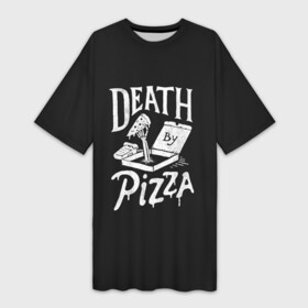 Платье-футболка 3D с принтом Death By Pizza в Белгороде,  |  | Тематика изображения на принте: рука | скелет | умереть от пицы