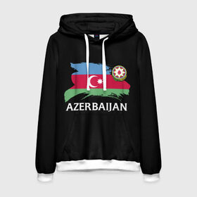 Мужская толстовка 3D с принтом Азербайджан в Белгороде, 100% полиэстер | двухслойный капюшон со шнурком для регулировки, мягкие манжеты на рукавах и по низу толстовки, спереди карман-кенгуру с мягким внутренним слоем. | azerbaijan | azerbaycan | baku | sssr | азербайджан | азербайджанская | азия | айзербайджан | баку | карта | мусульмане | народ | республика | советский союз | ссср | страна | флаг