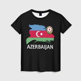 Женская футболка 3D с принтом Азербайджан в Белгороде, 100% полиэфир ( синтетическое хлопкоподобное полотно) | прямой крой, круглый вырез горловины, длина до линии бедер | azerbaijan | azerbaycan | baku | sssr | азербайджан | азербайджанская | азия | айзербайджан | баку | карта | мусульмане | народ | республика | советский союз | ссср | страна | флаг