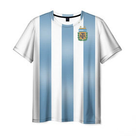 Мужская футболка 3D с принтом Аргентина ЧМ 2018 в Белгороде, 100% полиэфир | прямой крой, круглый вырез горловины, длина до линии бедер | Тематика изображения на принте: cup | fifa | world | мира | мундиаль | россия | чемпионат