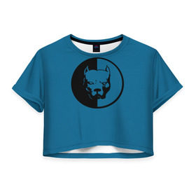 Женская футболка 3D укороченная с принтом Питбуль в Белгороде, 100% полиэстер | круглая горловина, длина футболки до линии талии, рукава с отворотами | pitbull | smotra | бойцовская собака | голова собаки | оранжевый | пес | смотра | стафорд | стаффорд | стаффордширский терьер | суровый взгляд | хищник
