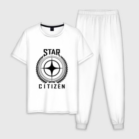 Мужская пижама хлопок с принтом Star Citizen в Белгороде, 100% хлопок | брюки и футболка прямого кроя, без карманов, на брюках мягкая резинка на поясе и по низу штанин
 | игра | космический | космос | симулятор