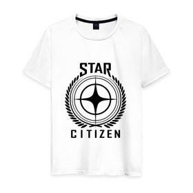 Мужская футболка хлопок с принтом Star Citizen в Белгороде, 100% хлопок | прямой крой, круглый вырез горловины, длина до линии бедер, слегка спущенное плечо. | Тематика изображения на принте: игра | космический | космос | симулятор