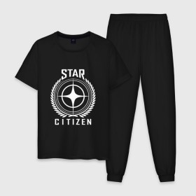 Мужская пижама хлопок с принтом Star Citizen в Белгороде, 100% хлопок | брюки и футболка прямого кроя, без карманов, на брюках мягкая резинка на поясе и по низу штанин
 | Тематика изображения на принте: игра | космический | космос | симулятор