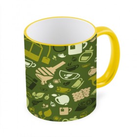 Кружка 3D с принтом Tea pattern в Белгороде, керамика | ёмкость 330 мл | bombing | pattern | tea | бомбинг | листья | напиток | текстуры | узор | чай