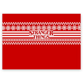 Поздравительная открытка с принтом Свитер Stranger Things в Белгороде, 100% бумага | плотность бумаги 280 г/м2, матовая, на обратной стороне линовка и место для марки
 | stranger things | новогодний | очень странные дела | праздничный | рождество | свитер