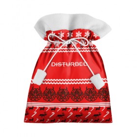 Подарочный 3D мешок с принтом Праздничный Disturbed в Белгороде, 100% полиэстер | Размер: 29*39 см | Тематика изображения на принте: disturbed | встревоженные | джон мойер | дистёрбд | дэвид дрейман | дэн дониган | майк венгрен | новогодний | новый год | праздник | рождество