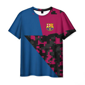 Мужская футболка 3D с принтом FC Barca 2018 Creative uniform в Белгороде, 100% полиэфир | прямой крой, круглый вырез горловины, длина до линии бедер | Тематика изображения на принте: fc | fc barcelona | fcb | барселона | спорт | спортивные | фк | футбол | футбольный клуб