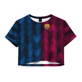 Женская футболка 3D укороченная с принтом FC Barca 2018 Creative uniform в Белгороде, 100% полиэстер | круглая горловина, длина футболки до линии талии, рукава с отворотами | fc | fc barcelona | fcb | барселона | спорт | спортивные | фк | футбол | футбольный клуб