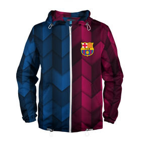 Мужская ветровка 3D с принтом FC Barca 2018 Creative uniform в Белгороде, 100% полиэстер | подол и капюшон оформлены резинкой с фиксаторами, два кармана без застежек по бокам, один потайной карман на груди | Тематика изображения на принте: fc | fc barcelona | fcb | барселона | спорт | спортивные | фк | футбол | футбольный клуб