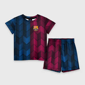 Детский костюм с шортами 3D с принтом FC Barca 2018 Creative uniform в Белгороде,  |  | fc | fc barcelona | fcb | барселона | спорт | спортивные | фк | футбол | футбольный клуб