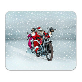 Коврик прямоугольный с принтом Санта Клаус байкер в Белгороде, натуральный каучук | размер 230 х 185 мм; запечатка лицевой стороны | Тематика изображения на принте: байк | дед мороз | зима | мотоцикл | рождество | снег