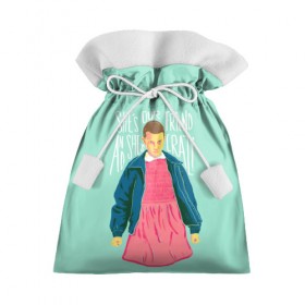 Подарочный 3D мешок с принтом She`s our friend в Белгороде, 100% полиэстер | Размер: 29*39 см | eleven | strange things | stranger things | демогоргон | одиннадцать | странные дела