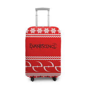 Чехол для чемодана 3D с принтом Праздничный Evanescence в Белгороде, 86% полиэфир, 14% спандекс | двустороннее нанесение принта, прорези для ручек и колес | evanescence | альтернативный | готик | группа | джен маджура | знак | исчезновение | красный | метал | надпись | новогодний | новый год | ню | праздник | рождество | рок | снежинки | тим маккорд
