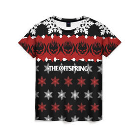 Женская футболка 3D с принтом Праздничный The Offspring в Белгороде, 100% полиэфир ( синтетическое хлопкоподобное полотно) | прямой крой, круглый вырез горловины, длина до линии бедер | the offspring | офспринг | оффспринг | рок