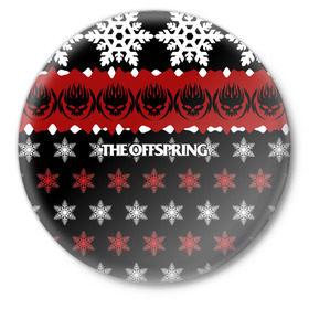 Значок с принтом Праздничный The Offspring в Белгороде,  металл | круглая форма, металлическая застежка в виде булавки | Тематика изображения на принте: the offspring | офспринг | оффспринг | рок