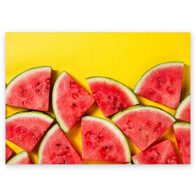 Поздравительная открытка с принтом арбуз в Белгороде, 100% бумага | плотность бумаги 280 г/м2, матовая, на обратной стороне линовка и место для марки
 | berry | food | fruit | health | rest | summer | vegan | vegetarianism | vitamins | watermelon | арбуз | веган | вегетарианство | витамины | еда | здоровье | лето | отдых | фрукты | ягода