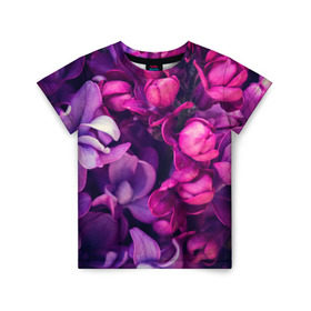 Детская футболка 3D с принтом цветы в Белгороде, 100% гипоаллергенный полиэфир | прямой крой, круглый вырез горловины, длина до линии бедер, чуть спущенное плечо, ткань немного тянется | botany | bouquet | flowers | fuchsia | leaves | magnolia | peony | pink | vintage | ботаника | букет | винтаж | листья | магнолия | пион | розовый | фуксия | цветы
