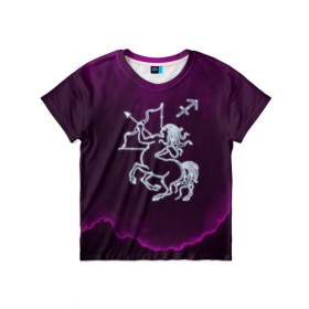 Детская футболка 3D с принтом Стрелец в Белгороде, 100% гипоаллергенный полиэфир | прямой крой, круглый вырез горловины, длина до линии бедер, чуть спущенное плечо, ткань немного тянется | звезды | знаки зодиака | космос | созвездие | стрелец