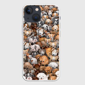 Чехол для iPhone 13 mini с принтом Щенки в Белгороде,  |  | бультерьер | корги | мопс | паттерн | пес | питбуль | породы | собака | собачка | хаски | щенок