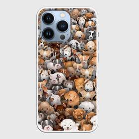Чехол для iPhone 13 Pro с принтом Щенки в Белгороде,  |  | бультерьер | корги | мопс | паттерн | пес | питбуль | породы | собака | собачка | хаски | щенок