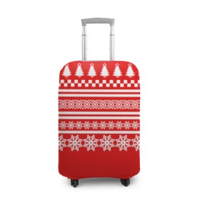 Чехол для чемодана 3D с принтом Праздничный Свитер в Белгороде, 86% полиэфир, 14% спандекс | двустороннее нанесение принта, прорези для ручек и колес | happy new year | елка | линии | новогодние | новый год | свитер | снежинки
