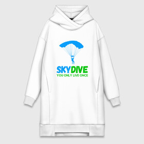 Платье-худи хлопок с принтом skydive в Белгороде,  |  | adrenaline | base jumping | extreme | jump | parachute | sky | skydive | адреналин | бейс | бейсджампинг | высота | небо | облака | парашют | полет | прыжок | риск | самолет | свобода | экстрим