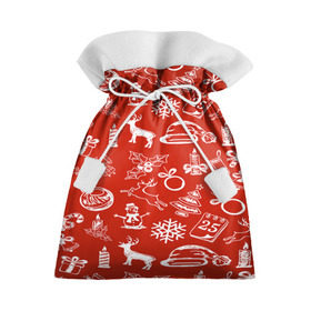 Подарочный 3D мешок с принтом Символика рождества в Белгороде, 100% полиэстер | Размер: 29*39 см | Тематика изображения на принте: new year | елка | новогодний | новый год | рождество | снег | снежинки