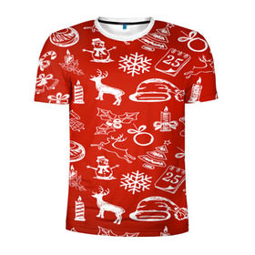 Мужская футболка 3D спортивная с принтом Символика рождества в Белгороде, 100% полиэстер с улучшенными характеристиками | приталенный силуэт, круглая горловина, широкие плечи, сужается к линии бедра | new year | елка | новогодний | новый год | рождество | снег | снежинки