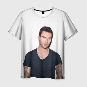 Мужская футболка 3D с принтом Адам в Белгороде, 100% полиэфир | прямой крой, круглый вырез горловины, длина до линии бедер | Тематика изображения на принте: adam | levine | maroon 5 | адам | левин | марун 5