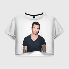 Женская футболка 3D укороченная с принтом Адам в Белгороде, 100% полиэстер | круглая горловина, длина футболки до линии талии, рукава с отворотами | adam | levine | maroon 5 | адам | левин | марун 5