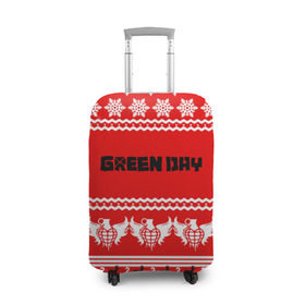 Чехол для чемодана 3D с принтом Праздничный Green Day в Белгороде, 86% полиэфир, 14% спандекс | двустороннее нанесение принта, прорези для ручек и колес | green day | билли джо армстронг | грин дей | зелёный день | майк дёрнт | тре кул