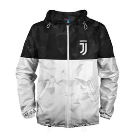 Мужская ветровка 3D с принтом Juventus 2018 Black and White в Белгороде, 100% полиэстер | подол и капюшон оформлены резинкой с фиксаторами, два кармана без застежек по бокам, один потайной карман на груди | fc | juventus | спорт | спортивные | фк | футбол | футбольный клуб | ювентус