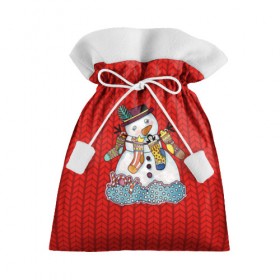 Подарочный 3D мешок с принтом Снеговик вышивка в Белгороде, 100% полиэстер | Размер: 29*39 см | new year | елка | новогодний | новогодняя вышивка | новый год | рождество | снег | снежинки