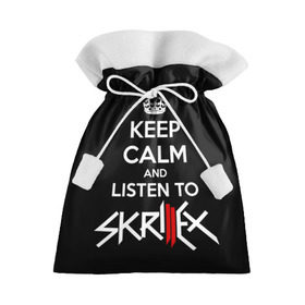 Подарочный 3D мешок с принтом Skrillex keep calm в Белгороде, 100% полиэстер | Размер: 29*39 см | dub step | dubstep | keep calm | skrillex | даб степ | дабстеп | диджей | драм энд басс | скрилекс