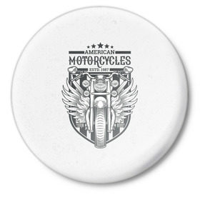 Значок с принтом Vintage motocycle 5 в Белгороде,  металл | круглая форма, металлическая застежка в виде булавки | harley | motorbike | motorcycle | race | rider | ryder | skull | speed | байк | гонки | гонщик | мото | мотобайк | мотоцикл | райдер | скорость | харлей | череп