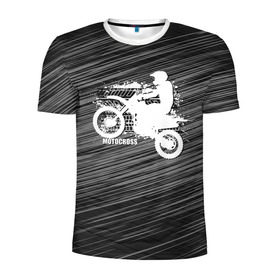 Мужская футболка 3D спортивная с принтом Motocross в Белгороде, 100% полиэстер с улучшенными характеристиками | приталенный силуэт, круглая горловина, широкие плечи, сужается к линии бедра | motorbike | motorcycle | race | rider | ryder | speed | байк | гонки | гонщик | мото | мотобайк | мотоцикл | райдер | скорость