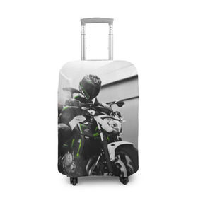 Чехол для чемодана 3D с принтом Kawasaki в Белгороде, 86% полиэфир, 14% спандекс | двустороннее нанесение принта, прорези для ручек и колес | motorbike | motorcycle | race | rider | ryder | speed | yamaha | байк | гонки | гонщик | кавасаки | мото | мотобайк | мотоцикл | райдер | скорость | ямаха
