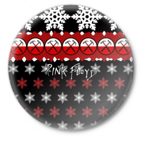 Значок с принтом Праздничный Pink Floyd в Белгороде,  металл | круглая форма, металлическая застежка в виде булавки | 