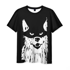 Мужская футболка 3D с принтом Собака в маске в Белгороде, 100% полиэфир | прямой крой, круглый вырез горловины, длина до линии бедер | a criminal | a head | an animal | crook | dog | mask | голова | животное | жулик | преступник | собака в маске